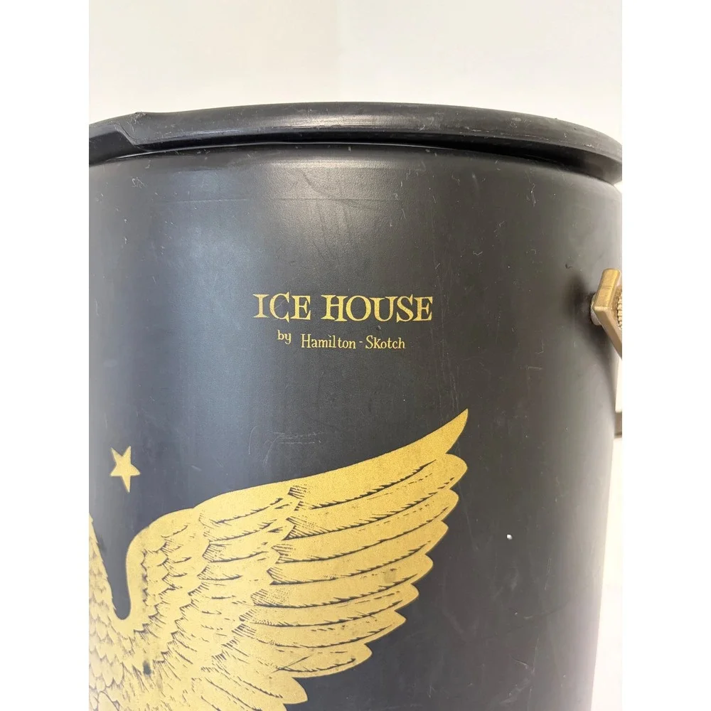 Vintage Ice House by Hamilton Skitch Black Gold‎ Eagle Insulated Cooler Bucket